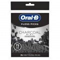 Oral-B Charcoal Infused Mint Dental Floss Picks 75шт.